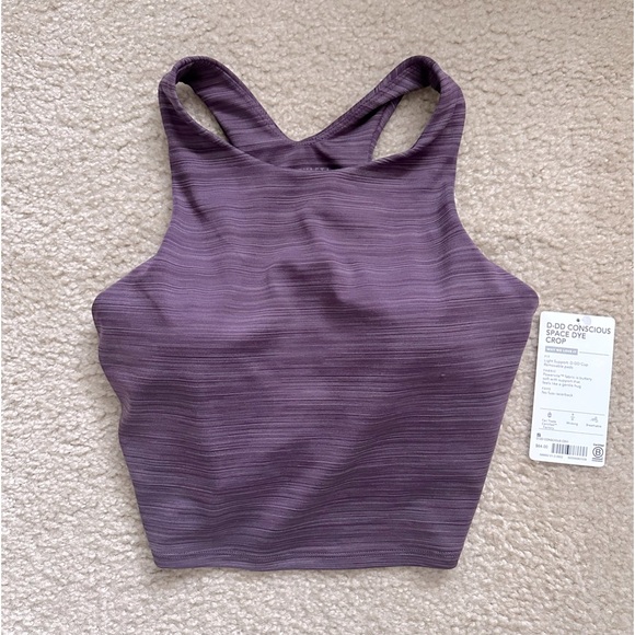Athleta NWT Conscious Space Dye Crop Top D-DD Cups Racerback Purple Built-in Bra - Picture 5 of 10